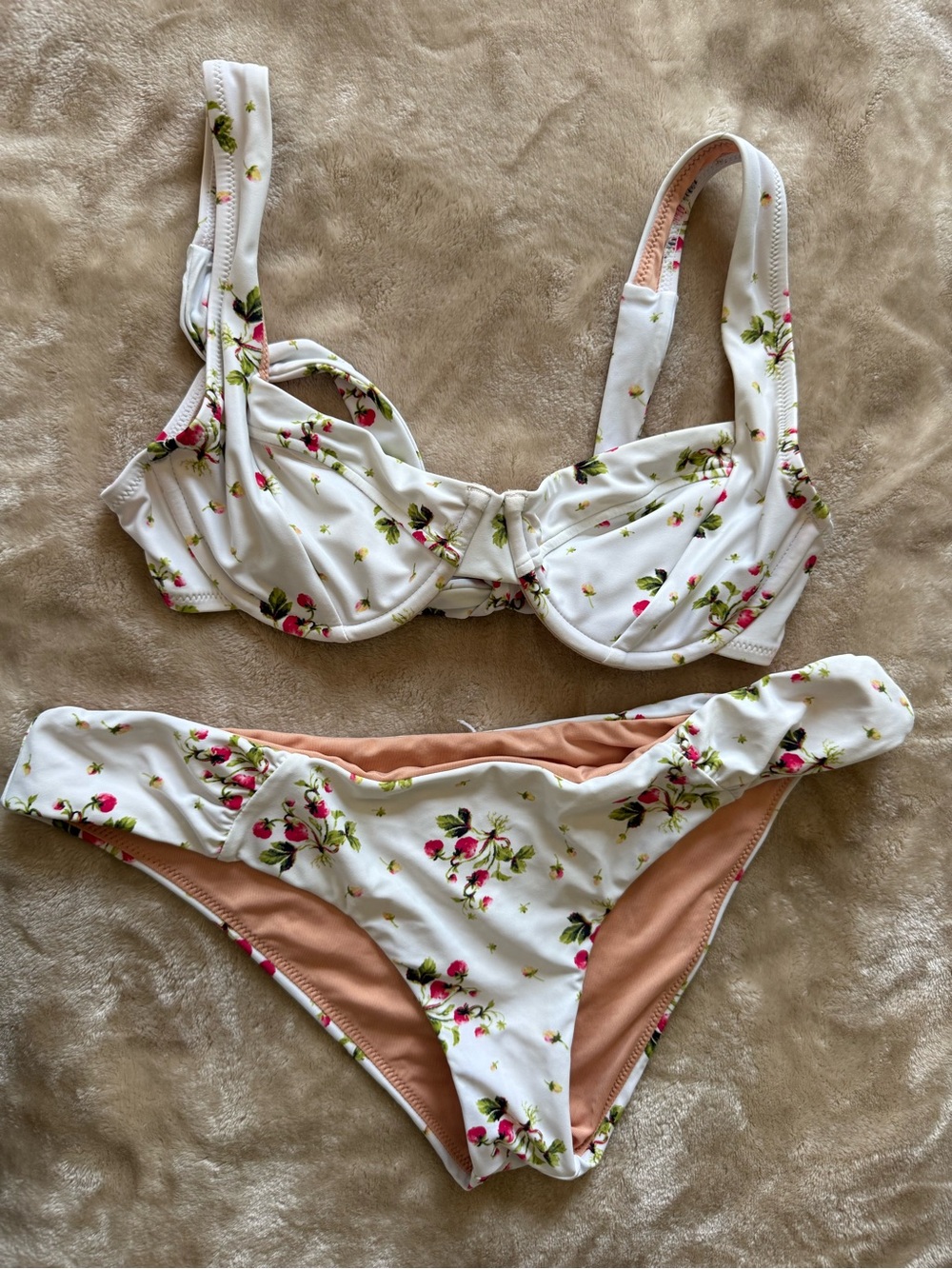J. Crew White Strawberry Underwire Bikini Set - Women Swim